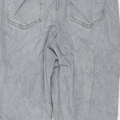 Marks and Spencer Womens Grey Cotton Boyfriend Jeans Size 18 L25 in Regular Zip
