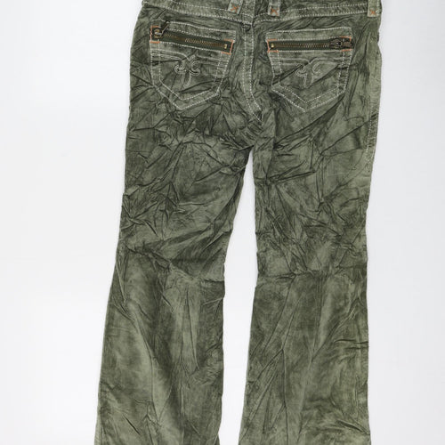 NEXT Womens Green Cotton Trousers Size 10 L27 in Regular Zip