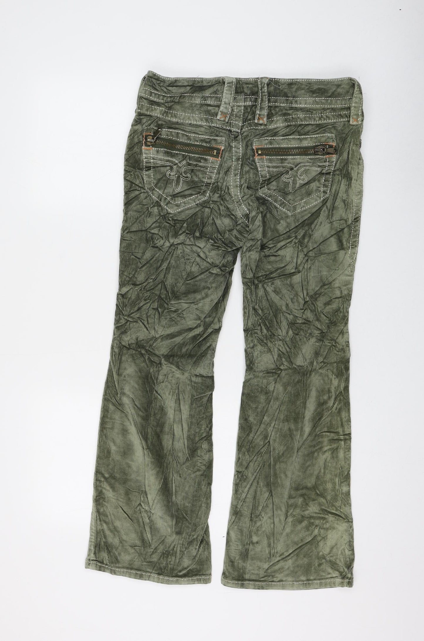 NEXT Womens Green Cotton Trousers Size 10 L27 in Regular Zip