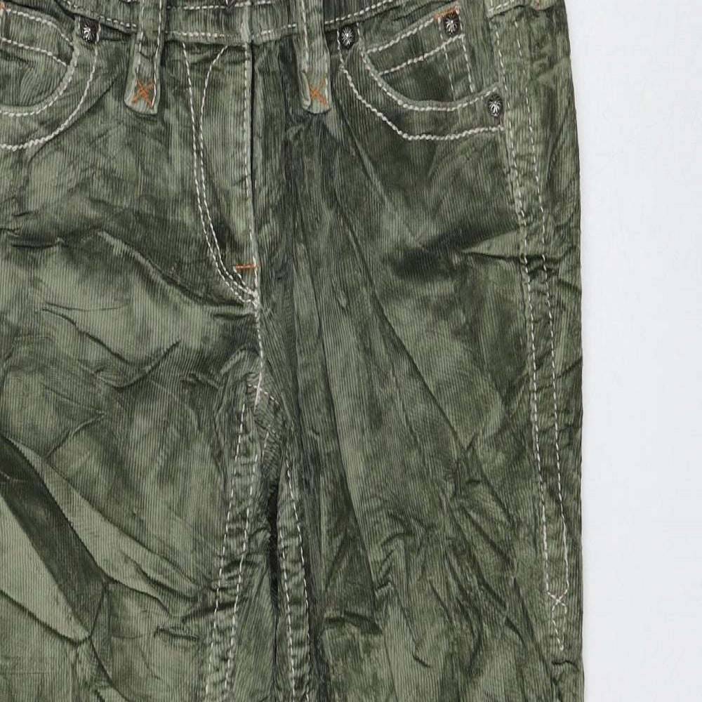 NEXT Womens Green Cotton Trousers Size 10 L27 in Regular Zip