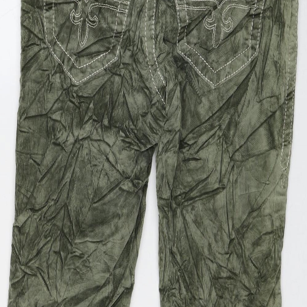NEXT Womens Green Cotton Trousers Size 10 L27 in Regular Zip