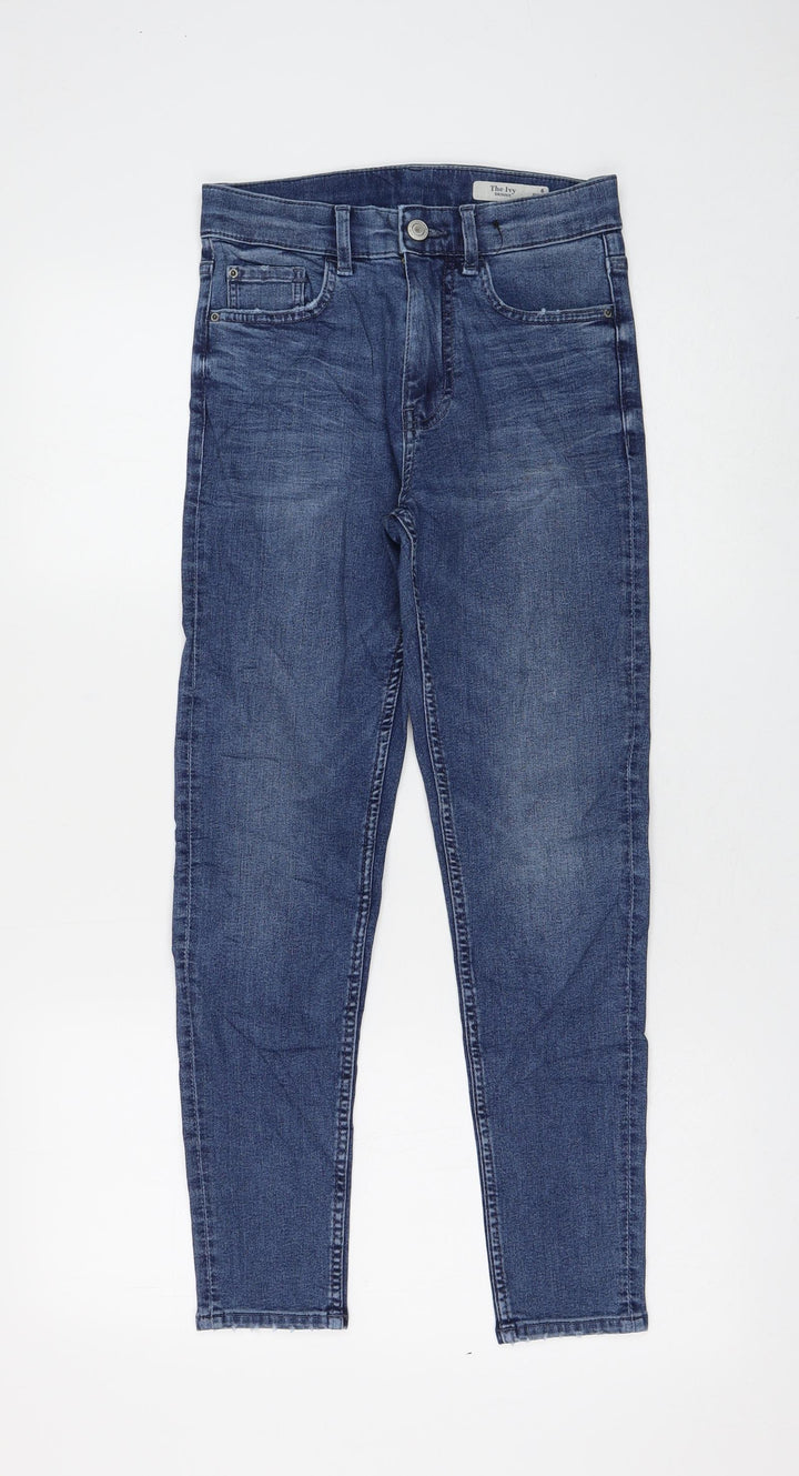 Marks and Spencer Womens Blue Cotton Skinny Jeans Size 6 L26 in Regular Zip