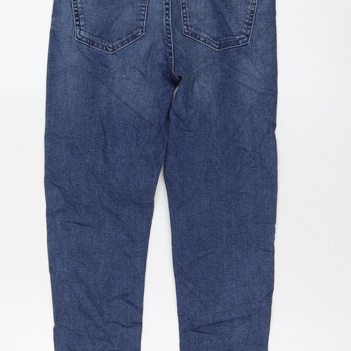 Marks and Spencer Womens Blue Cotton Skinny Jeans Size 6 L26 in Regular Zip