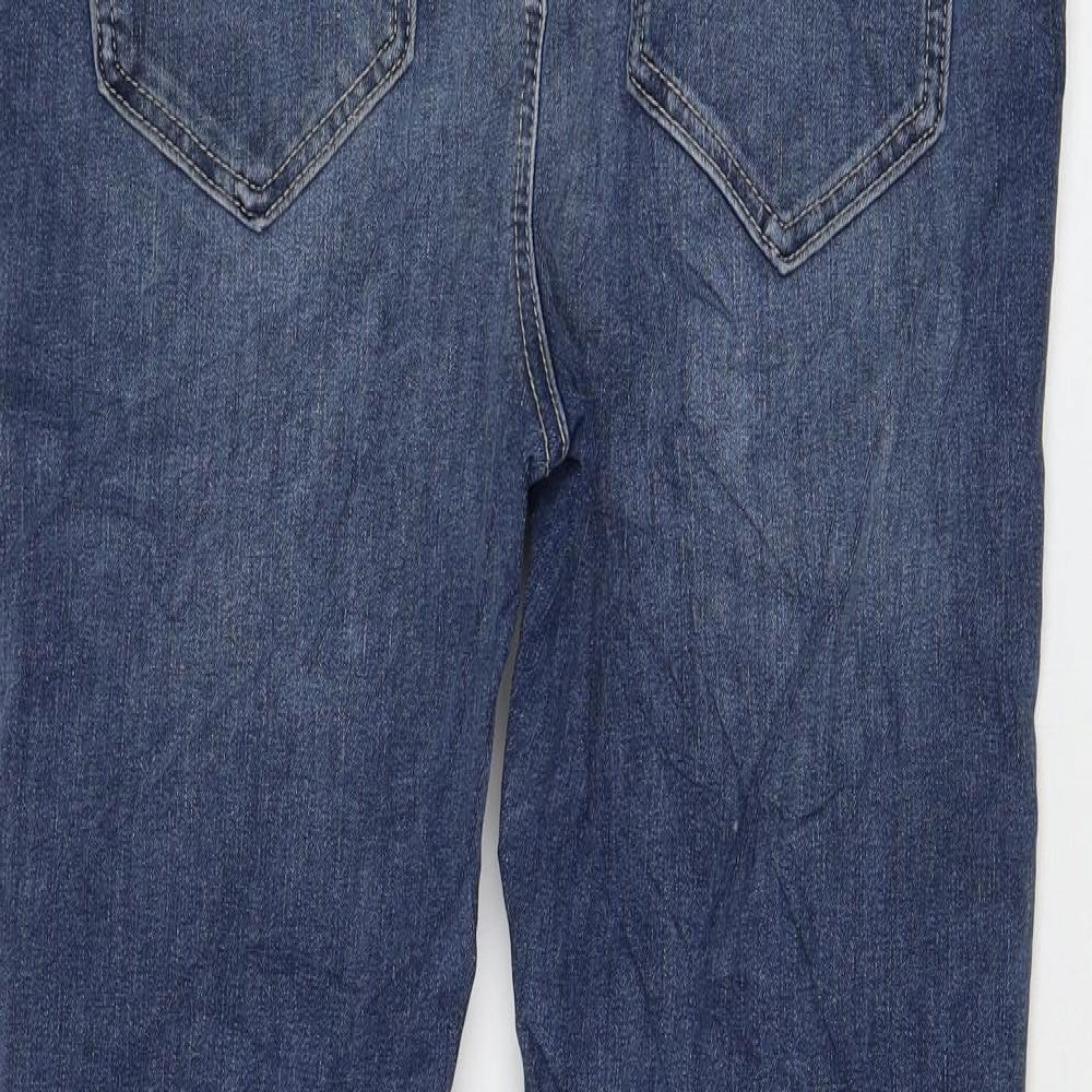 Marks and Spencer Womens Blue Cotton Bootcut Jeans Size 12 L28 in Regular Zip