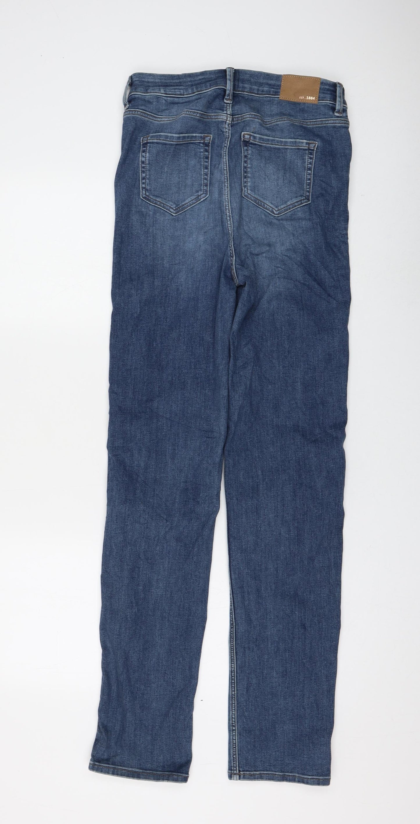 Marks and Spencer Womens Blue Cotton Straight Jeans Size 10 L32 in Regular Zip