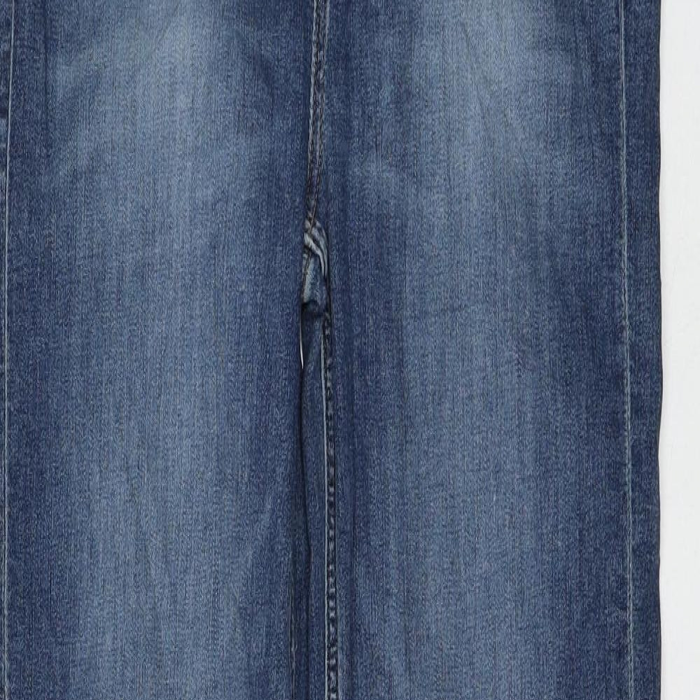Marks and Spencer Womens Blue Cotton Straight Jeans Size 10 L32 in Regular Zip