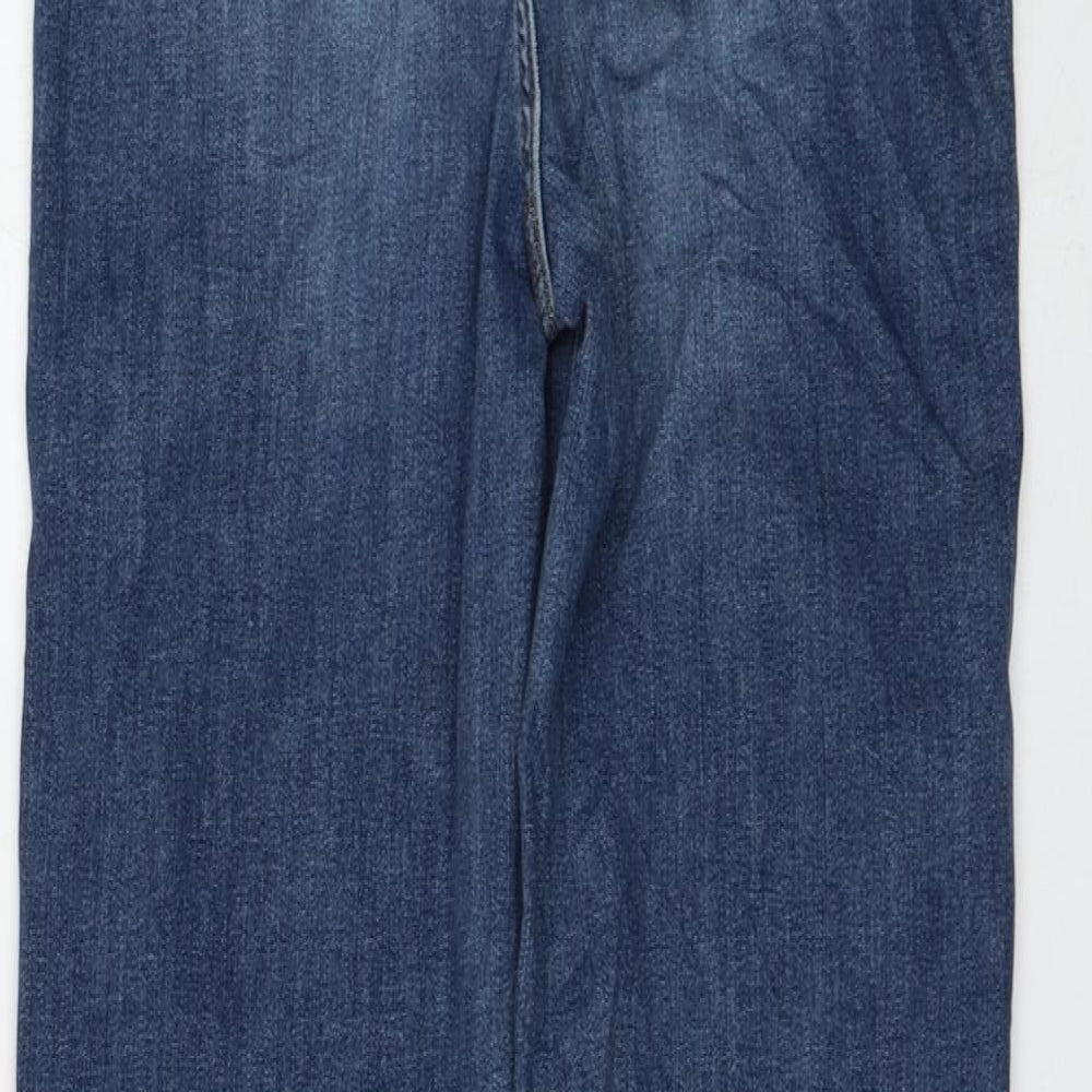 Marks and Spencer Womens Blue Cotton Straight Jeans Size 10 L32 in Regular Zip