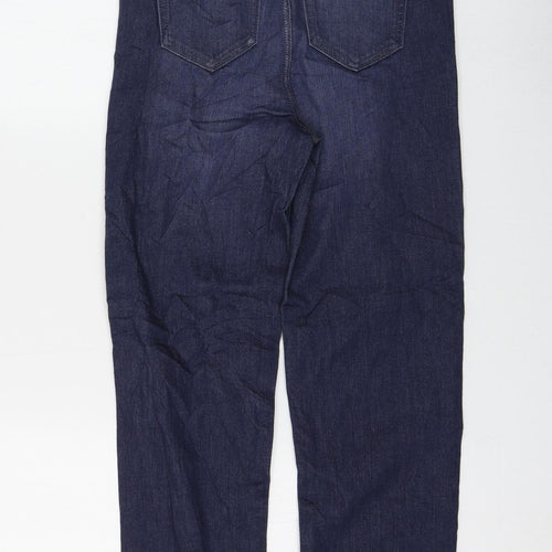 Marks and Spencer Womens Blue Cotton Straight Jeans Size 8 L26 in Regular Zip