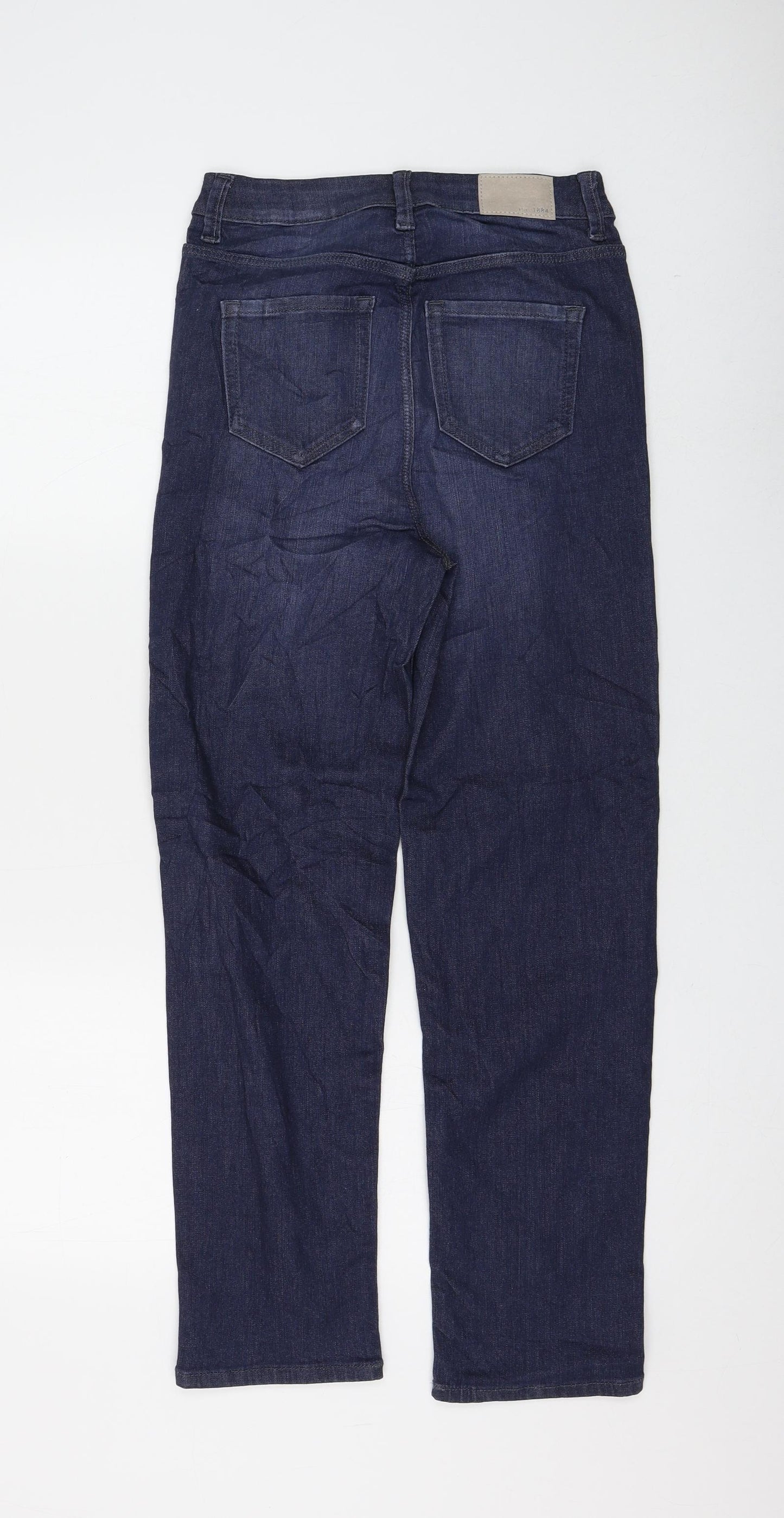 Marks and Spencer Womens Blue Cotton Straight Jeans Size 8 L26 in Regular Zip