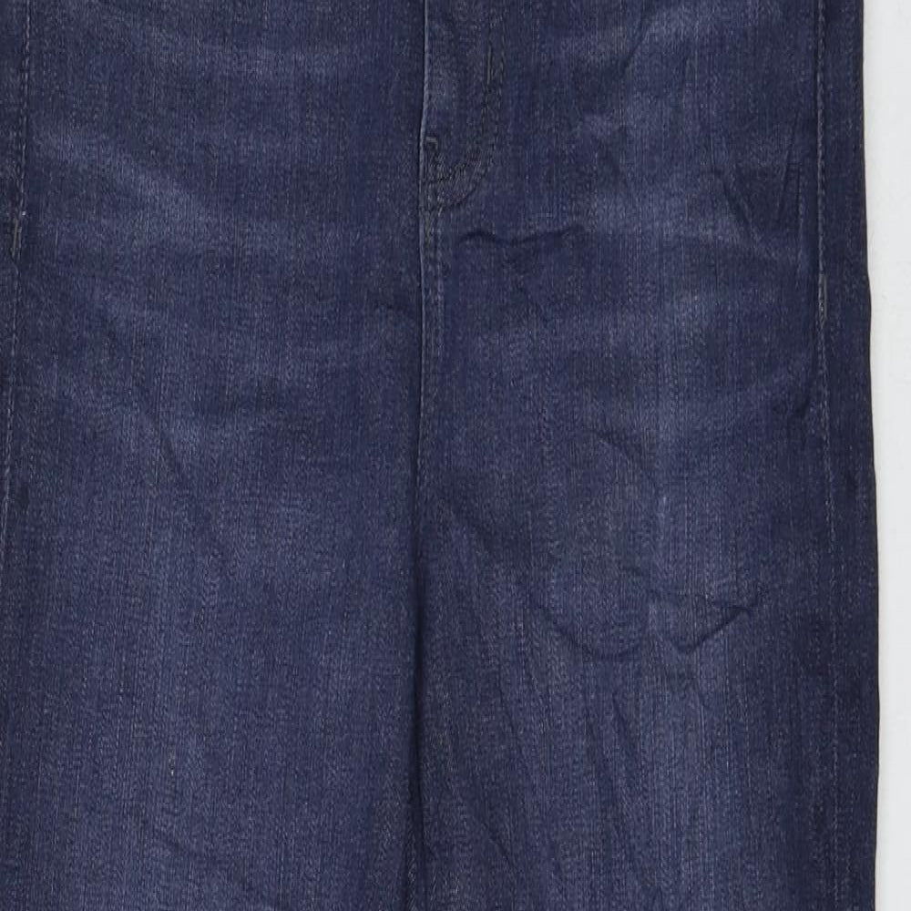 Marks and Spencer Womens Blue Cotton Straight Jeans Size 8 L26 in Regular Zip