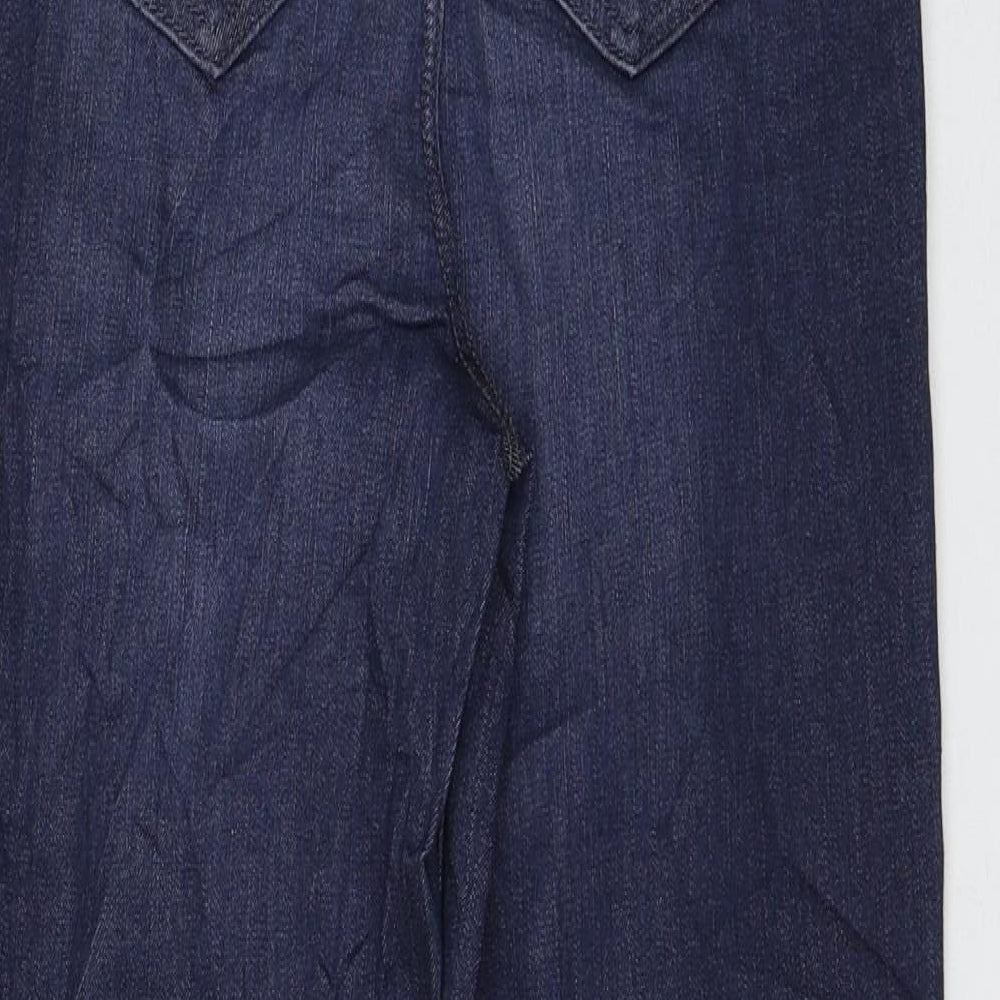 Marks and Spencer Womens Blue Cotton Straight Jeans Size 8 L26 in Regular Zip
