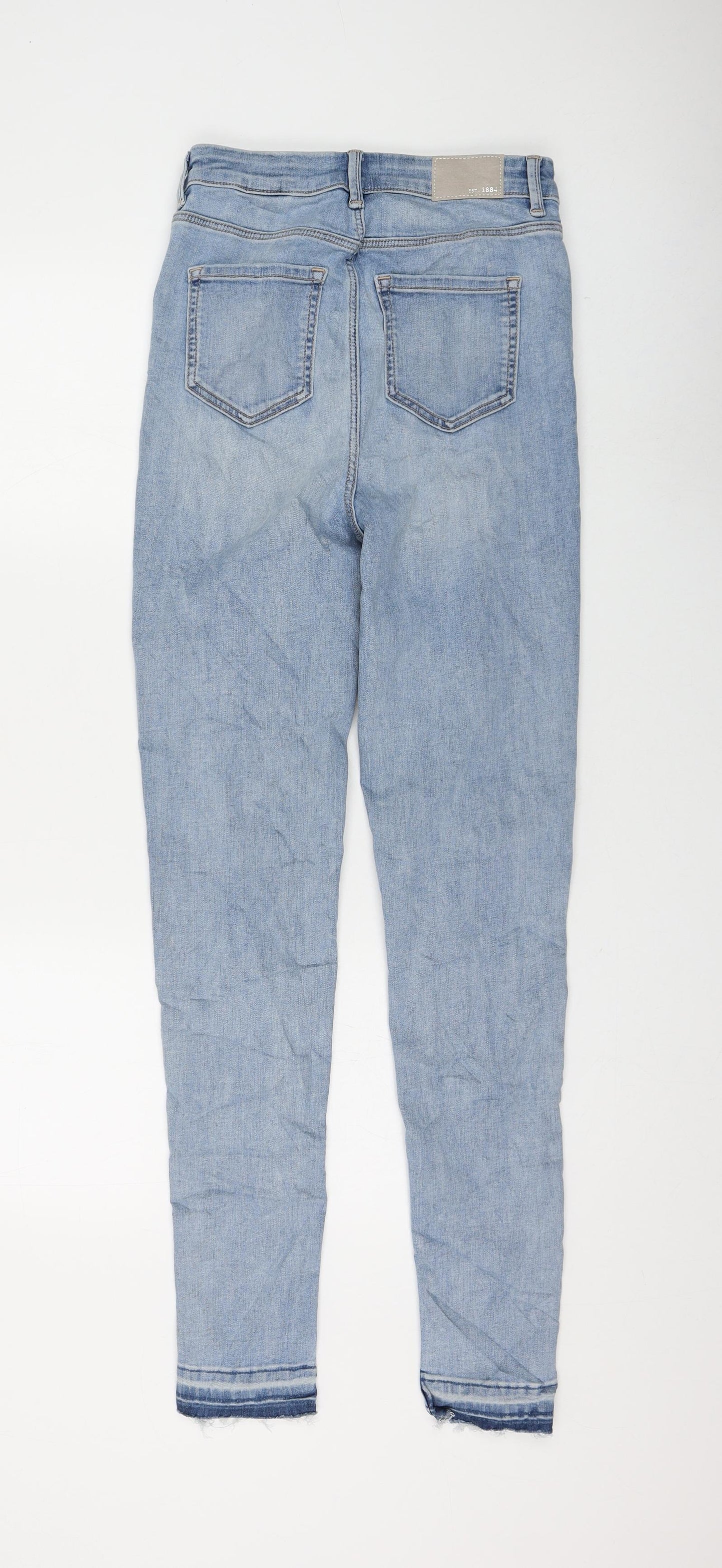 Marks and Spencer Womens Blue Cotton Skinny Jeans Size 8 L30 in Regular Zip
