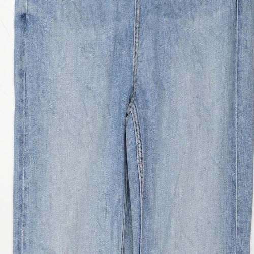 Marks and Spencer Womens Blue Cotton Skinny Jeans Size 8 L30 in Regular Zip