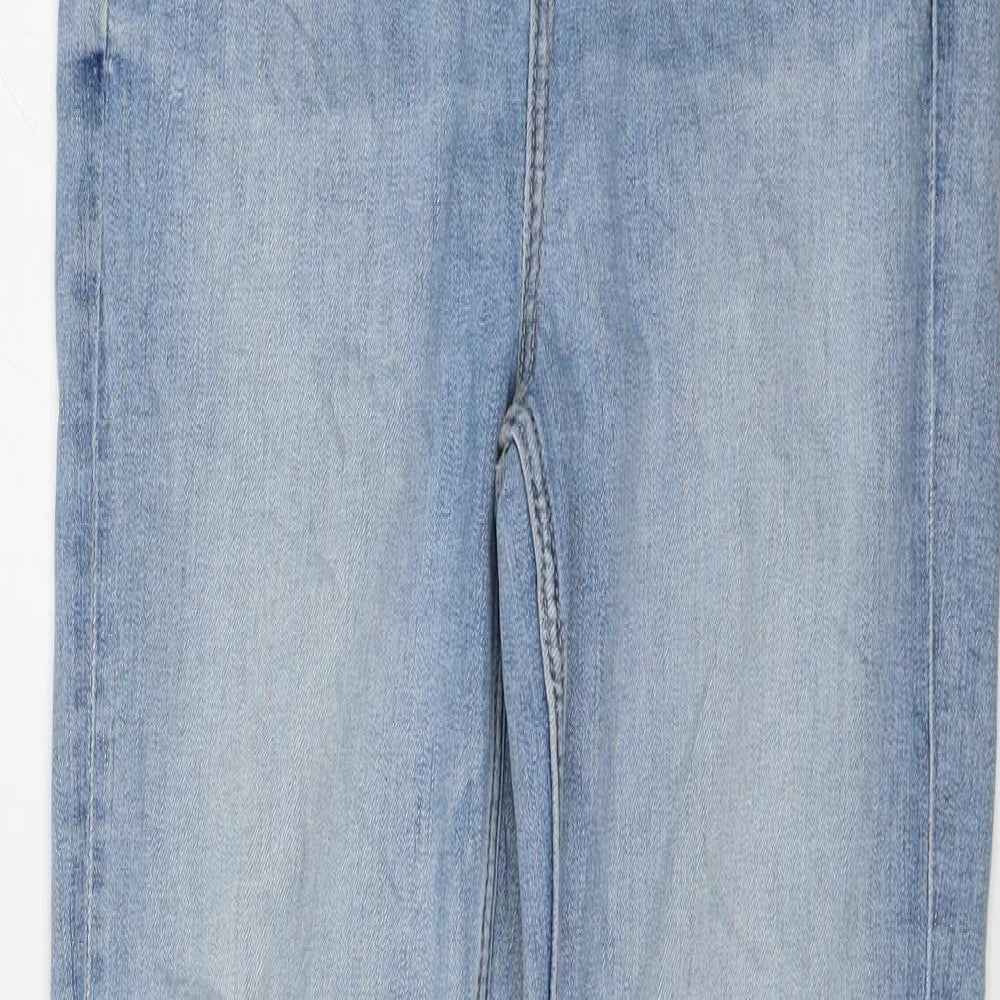 Marks and Spencer Womens Blue Cotton Skinny Jeans Size 8 L30 in Regular Zip