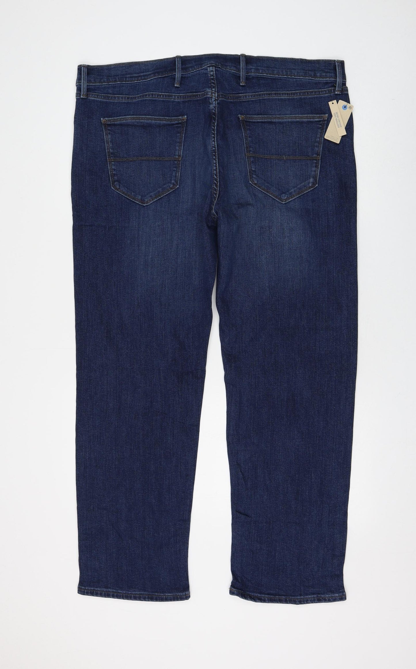 Marks and Spencer Womens Blue Cotton Straight Jeans Size 40 in L29 in Regular Zip