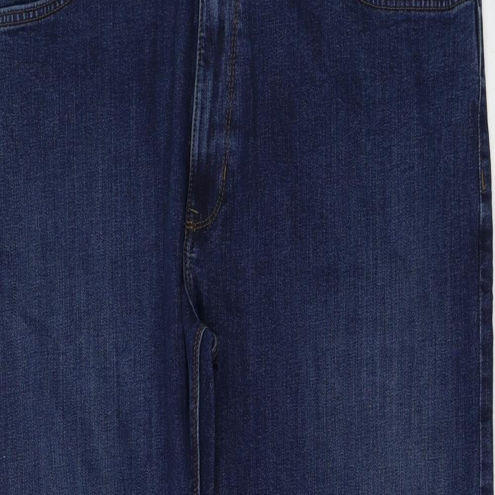 Marks and Spencer Womens Blue Cotton Straight Jeans Size 40 in L29 in Regular Zip