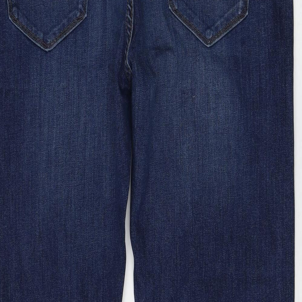 Marks and Spencer Womens Blue Cotton Straight Jeans Size 40 in L29 in Regular Zip