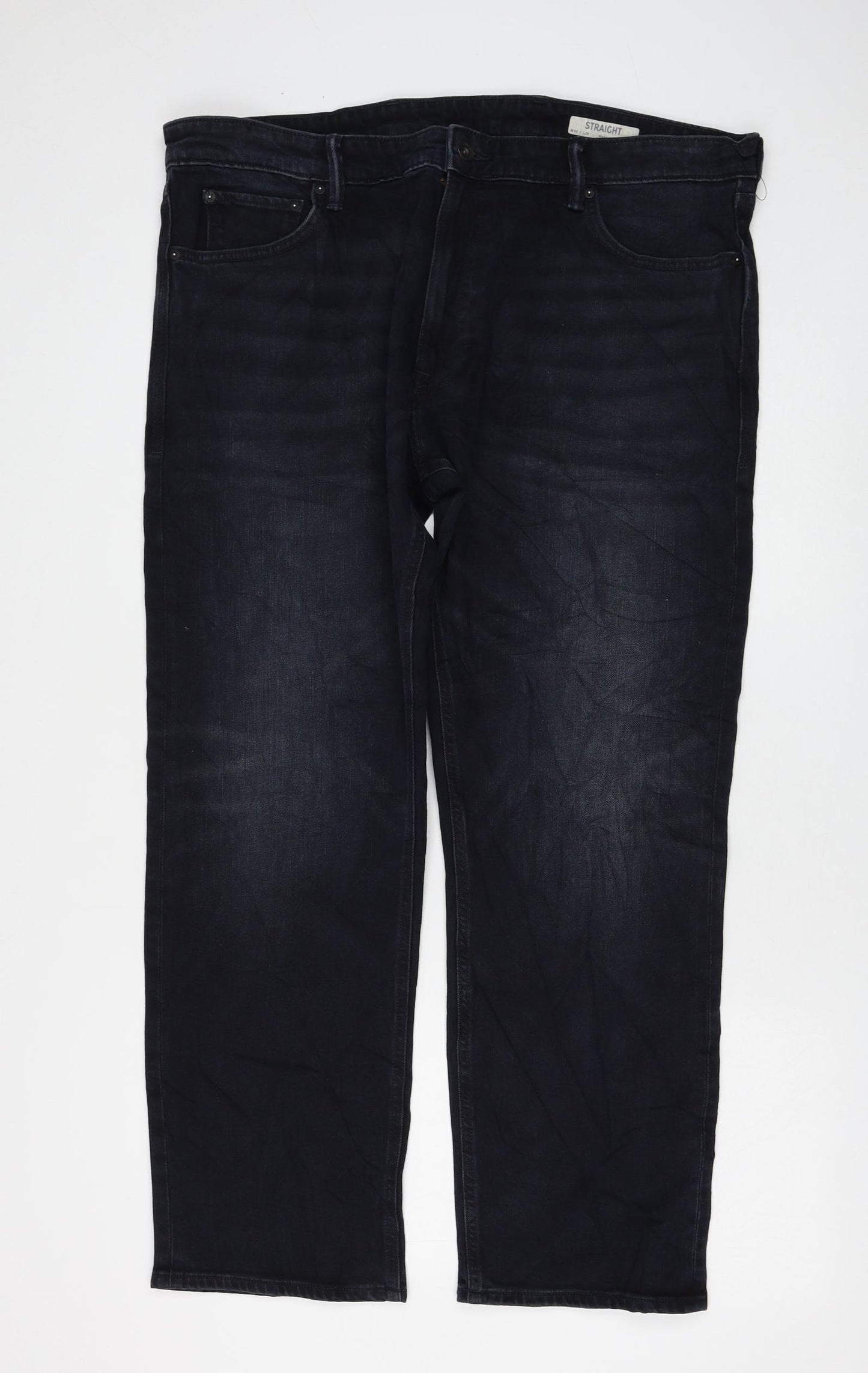 Marks and Spencer Womens Black Cotton Straight Jeans Size 40 in L29 in Regular Zip