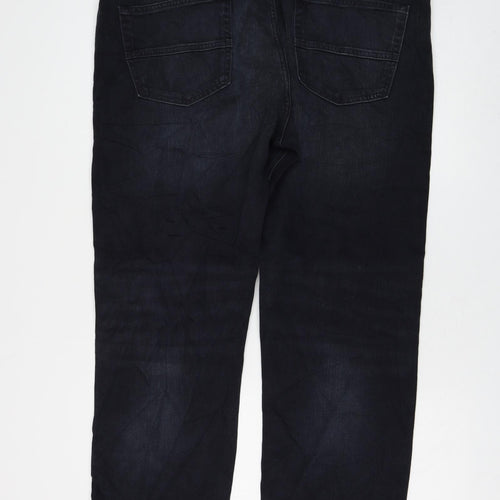Marks and Spencer Womens Black Cotton Straight Jeans Size 40 in L29 in Regular Zip