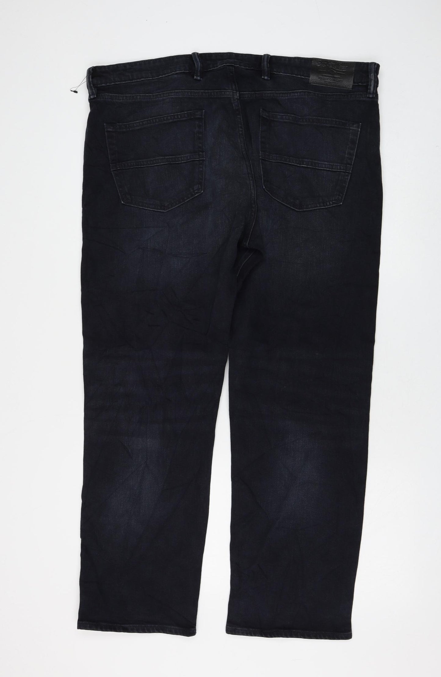 Marks and Spencer Womens Black Cotton Straight Jeans Size 40 in L29 in Regular Zip