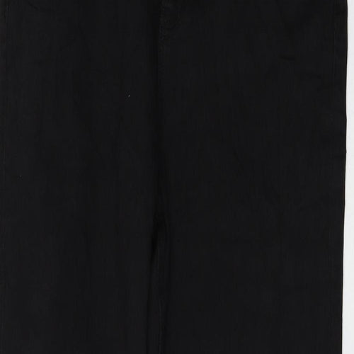 Marks and Spencer Womens Black Cotton Straight Jeans Size 18 L32 in Regular Zip