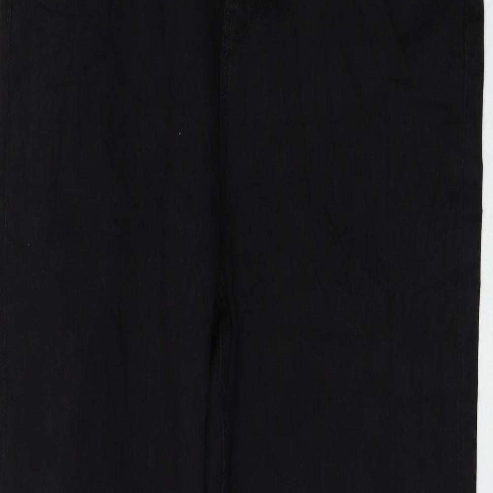 Marks and Spencer Womens Black Cotton Straight Jeans Size 18 L32 in Regular Zip