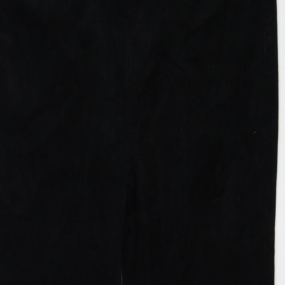 Marks and Spencer Womens Black Cotton Trousers Size 14 L28 in Regular Zip