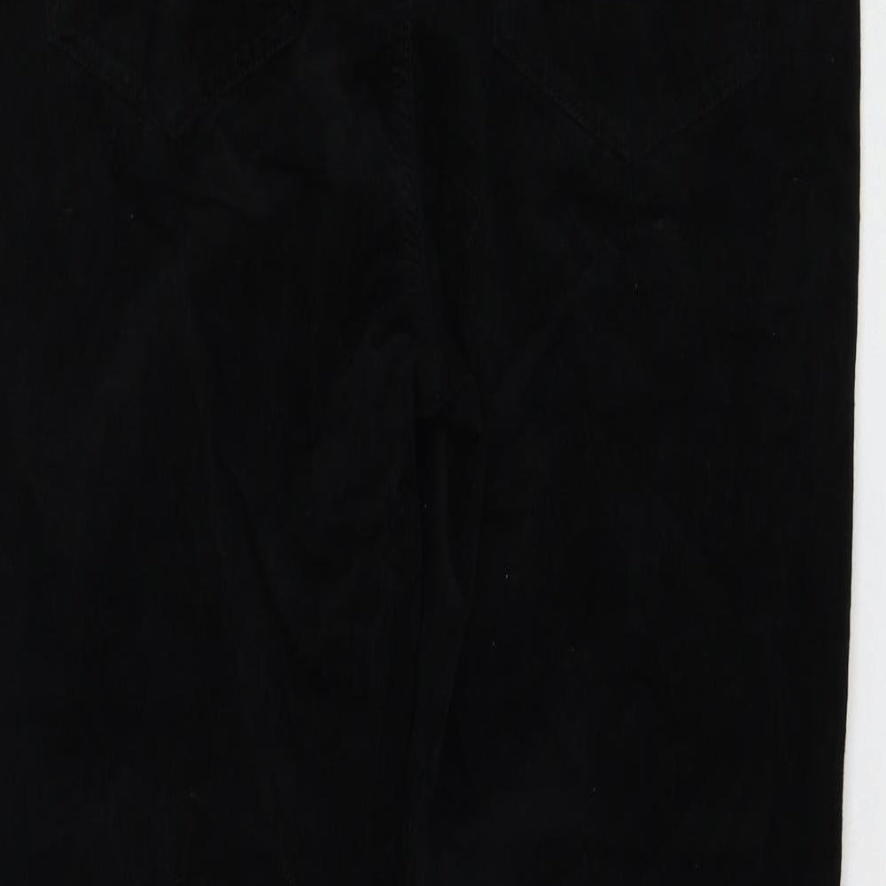 Marks and Spencer Womens Black Cotton Trousers Size 14 L28 in Regular Zip