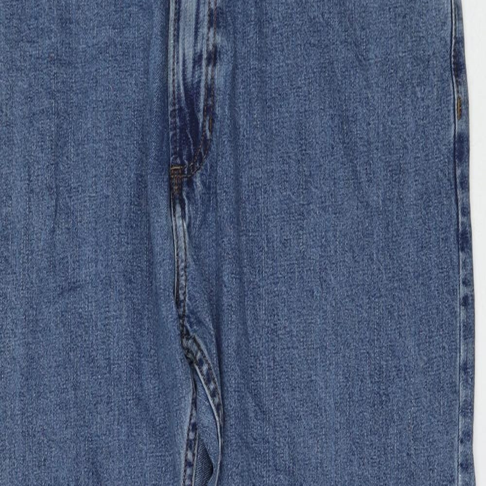 Marks and Spencer Womens Blue Cotton Straight Jeans Size 38 in L29 in Regular Zip