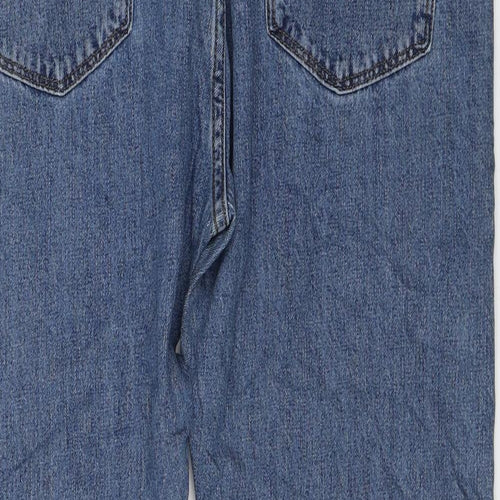 Marks and Spencer Womens Blue Cotton Straight Jeans Size 38 in L29 in Regular Zip