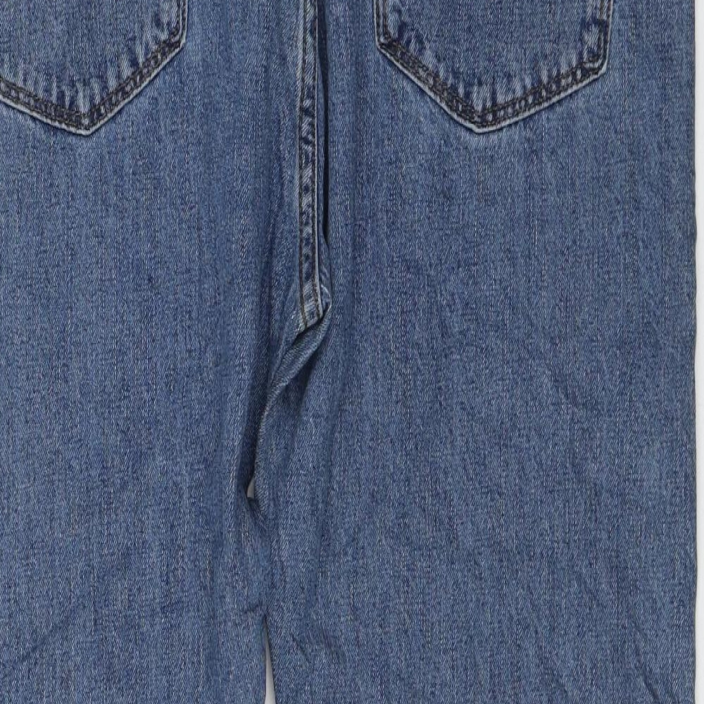 Marks and Spencer Womens Blue Cotton Straight Jeans Size 38 in L29 in Regular Zip