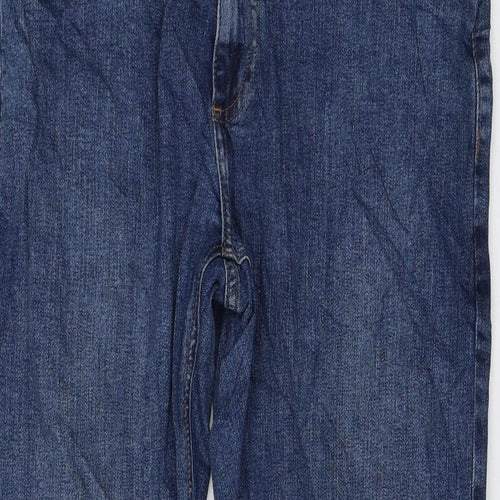 Marks and Spencer Womens Blue Cotton Straight Jeans Size 32 in L31 in Regular Zip