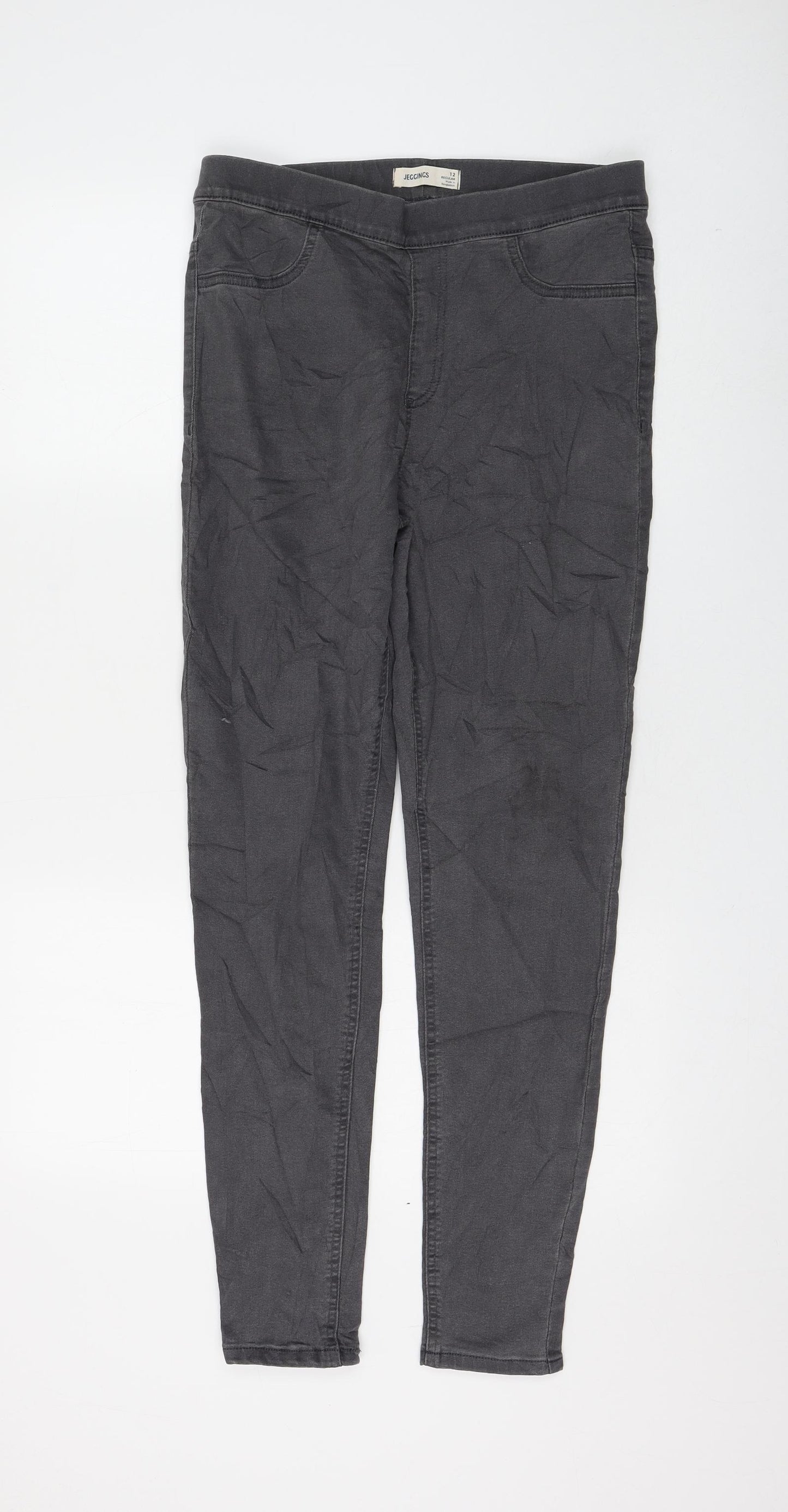 Marks and Spencer Womens Grey Cotton Jegging Jeans Size 12 L28 in Regular