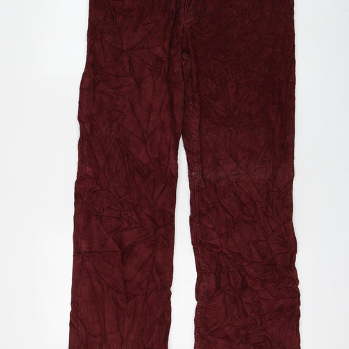Moto Womens Red Cotton Trousers Size 32 in L30 in Regular Zip