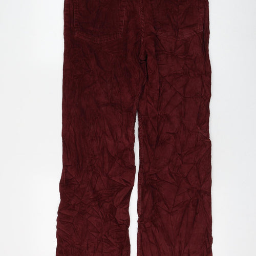 Moto Womens Red Cotton Trousers Size 32 in L30 in Regular Zip