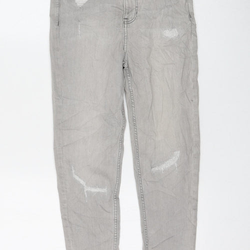 Marks and Spencer Womens Grey Cotton Skinny Jeans Size 8 L26 in Regular Zip