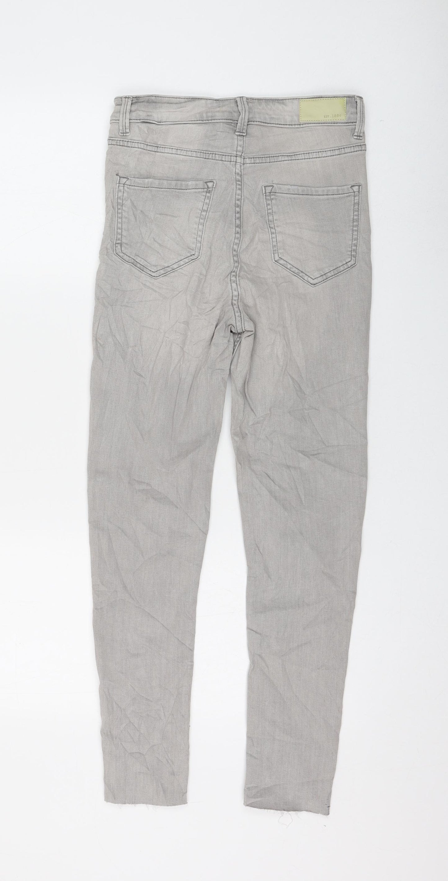 Marks and Spencer Womens Grey Cotton Skinny Jeans Size 8 L26 in Regular Zip