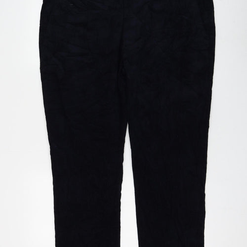 Marks and Spencer Womens Blue Cotton Trousers Size 42 in L29 in Regular Zip