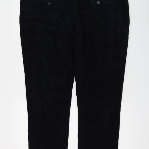 Marks and Spencer Womens Blue Cotton Trousers Size 42 in L29 in Regular Zip