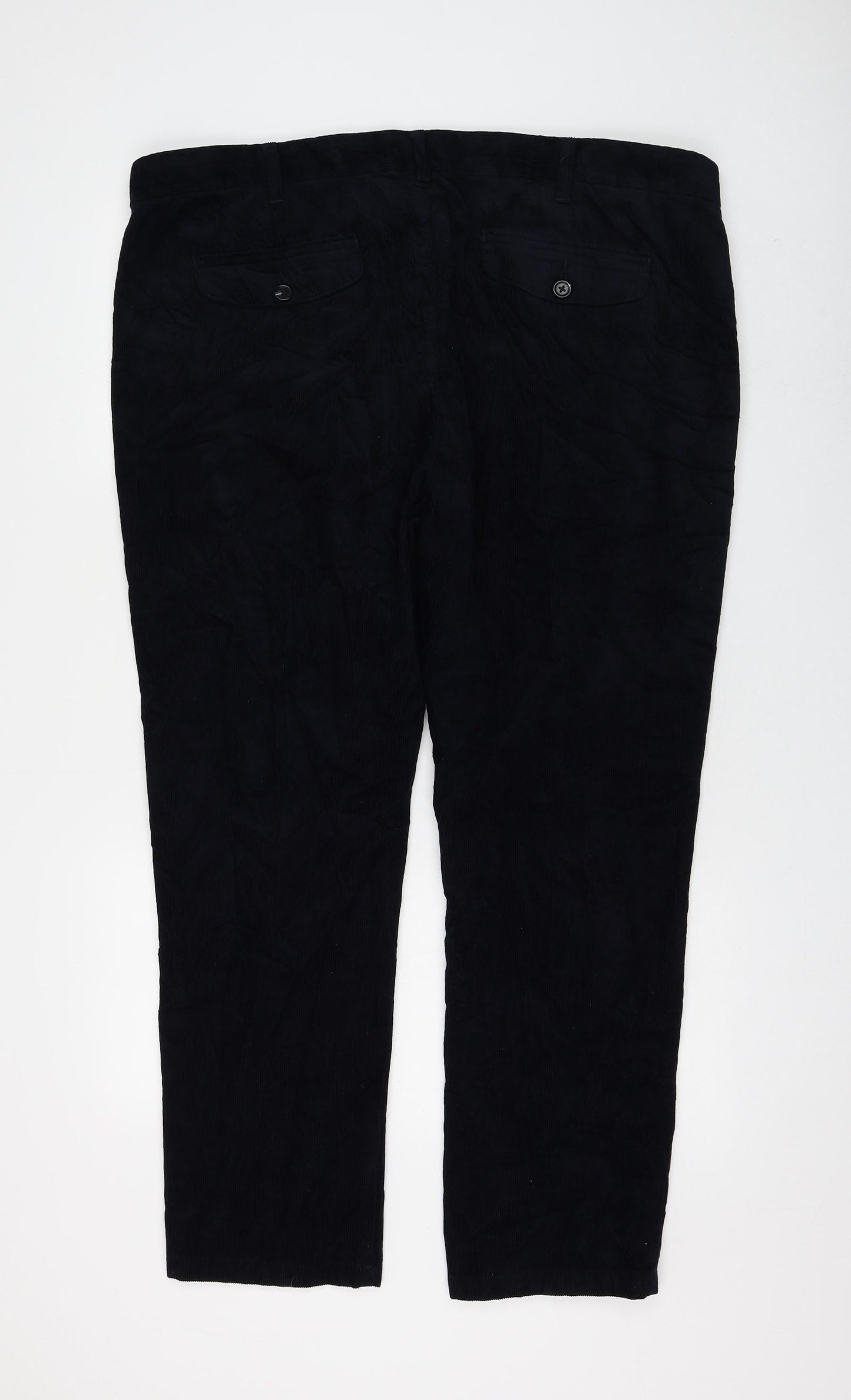 Marks and Spencer Womens Blue Cotton Trousers Size 42 in L29 in Regular Zip