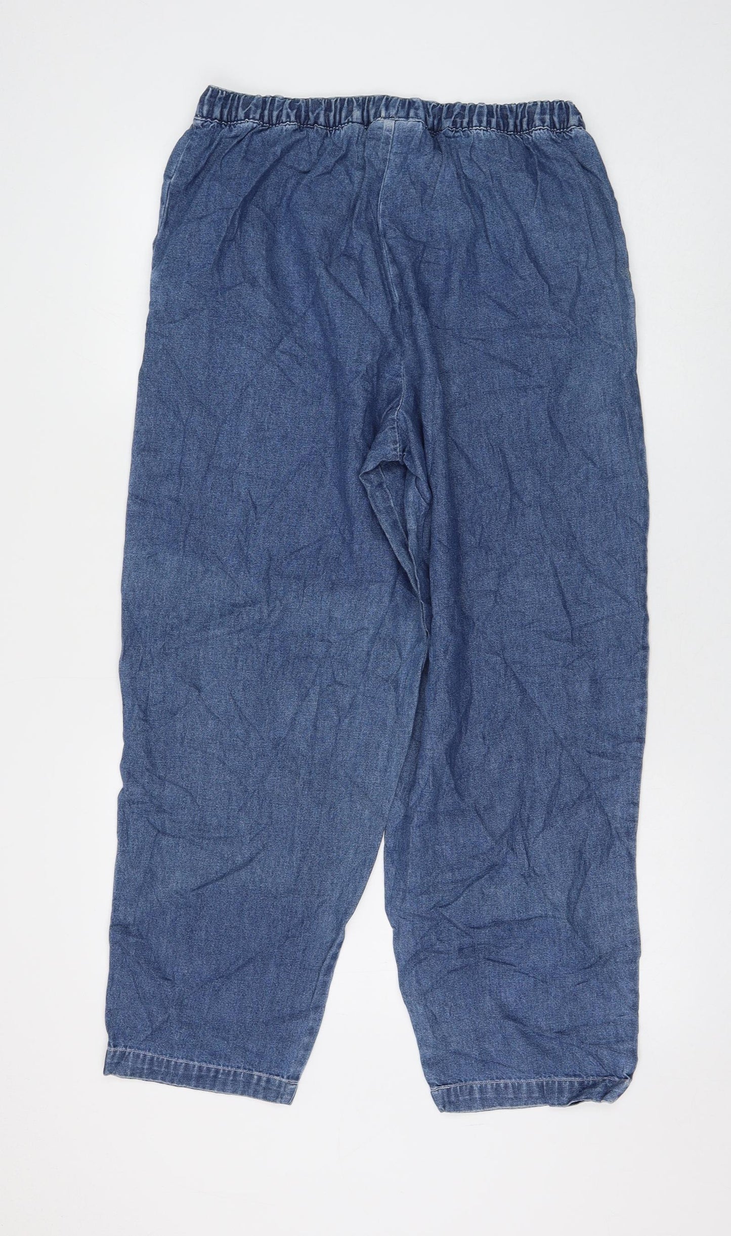 Essentials Womens Blue Cotton Tapered Jeans Size 16 L28 in Regular Drawstring