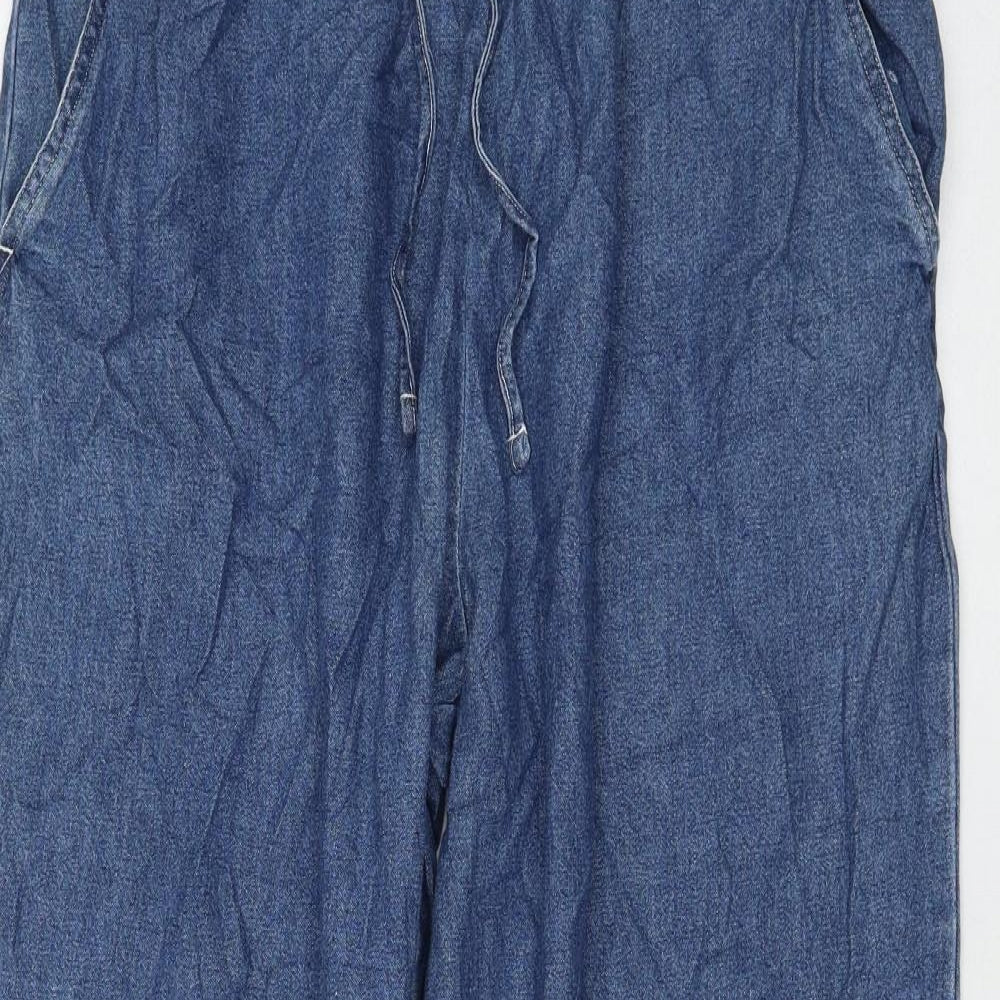 Essentials Womens Blue Cotton Tapered Jeans Size 16 L28 in Regular Drawstring