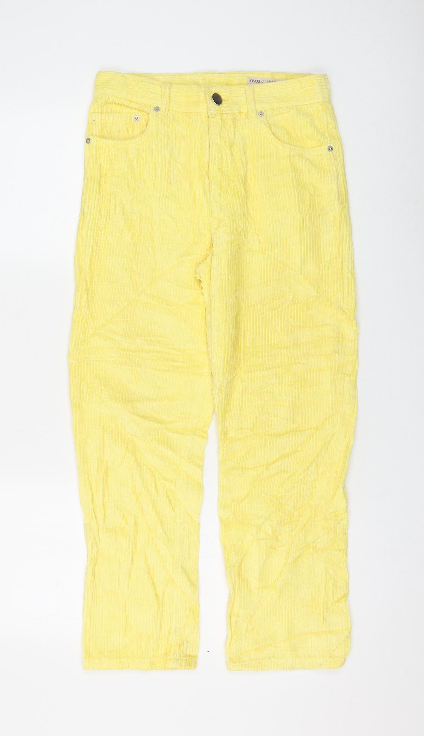 ASOS Womens Yellow Cotton Trousers Size 26 in L25 in Regular Zip