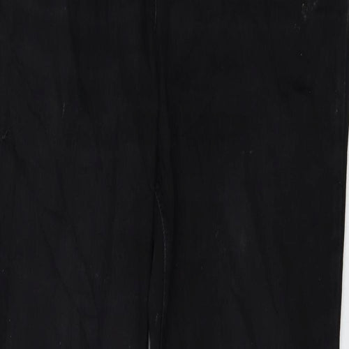 Marks and Spencer Womens Black Cotton Straight Jeans Size 12 L29 in Regular Zip
