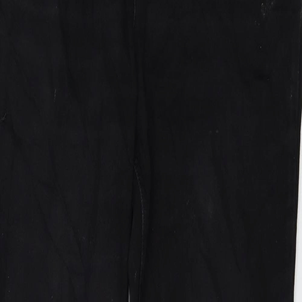 Marks and Spencer Womens Black Cotton Straight Jeans Size 12 L29 in Regular Zip