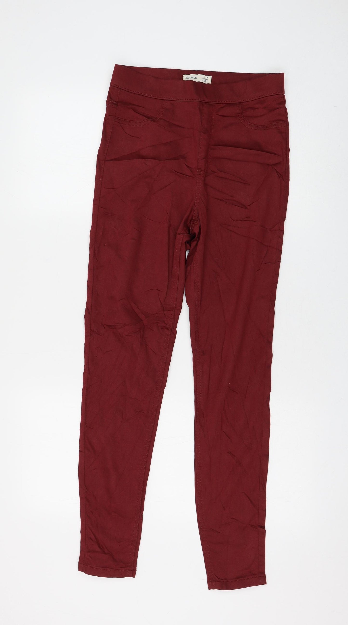 Marks and Spencer Womens Red Cotton Jegging Jeans Size 8 L28 in Regular