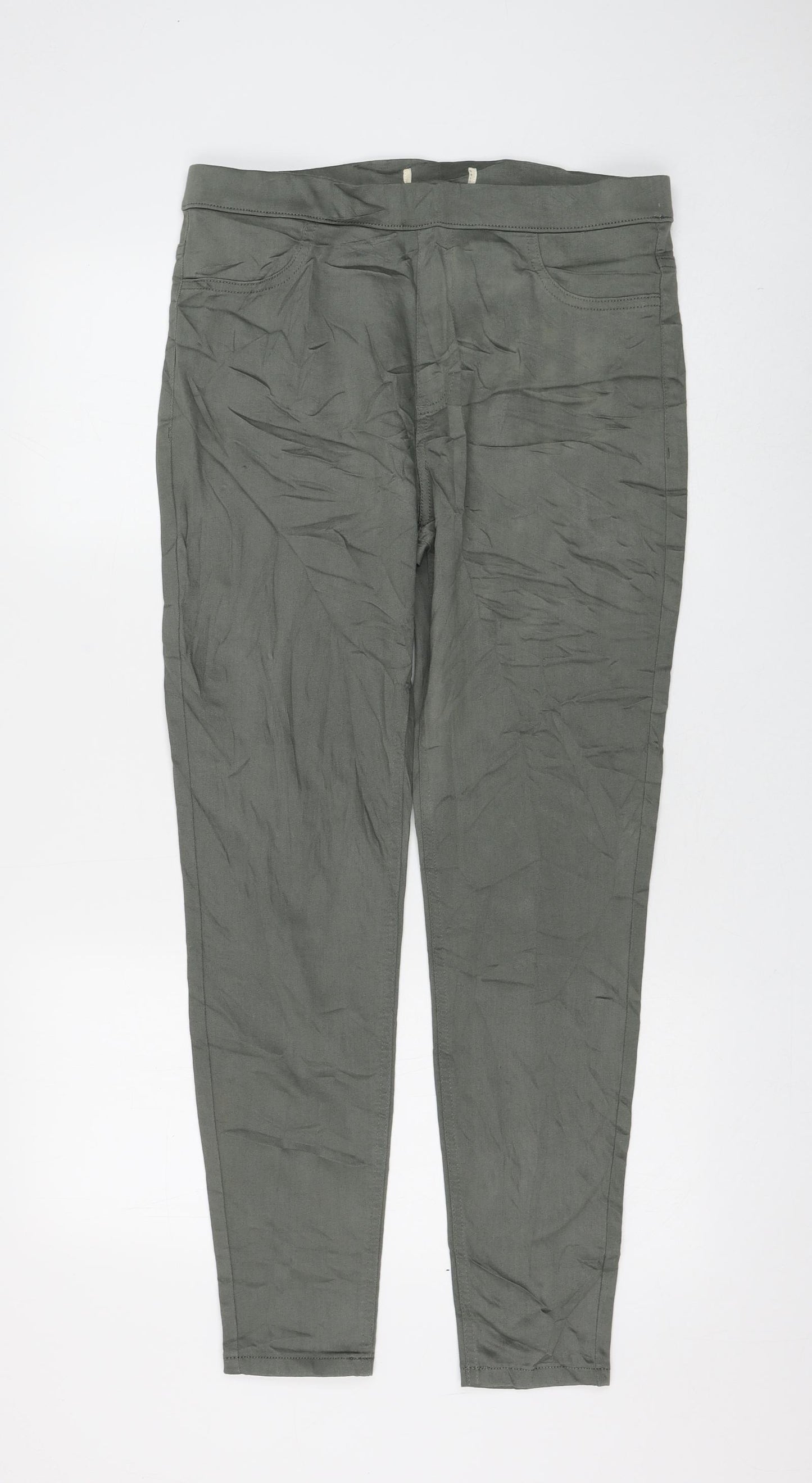 Preworn Womens Green Polyester Jegging Jeans Size 32 in L28 in Regular