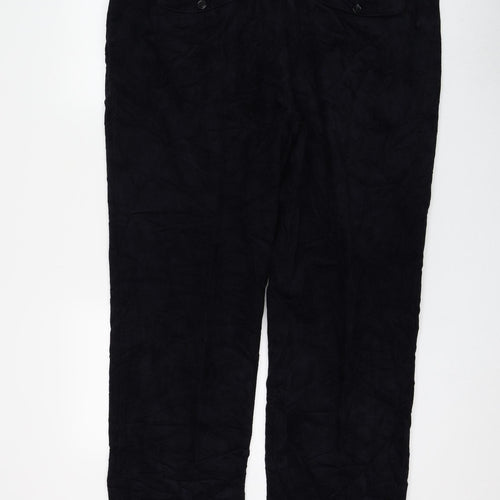 Marks and Spencer Womens Blue Cotton Trousers Size 42 in L31 in Regular Zip