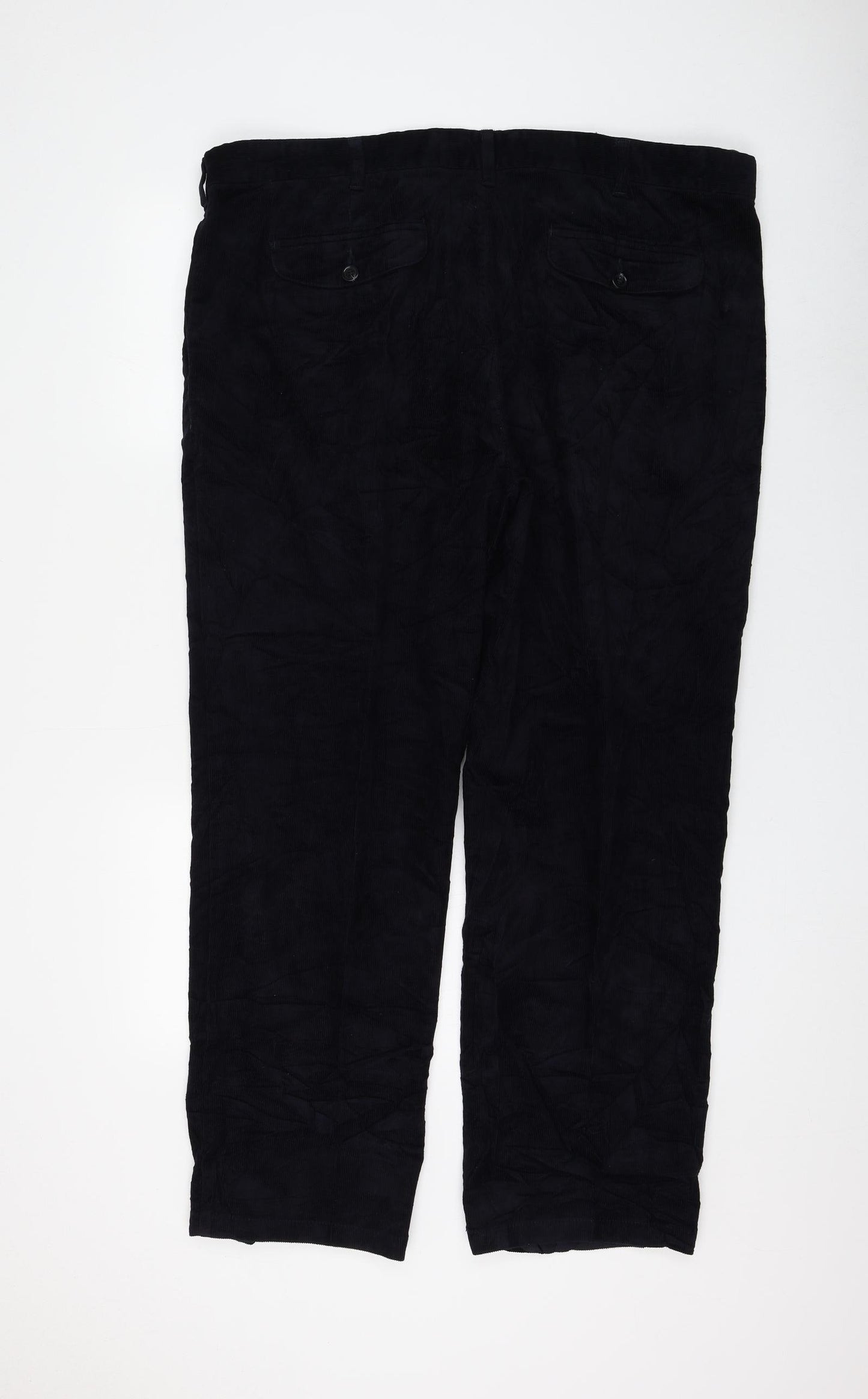 Marks and Spencer Womens Blue Cotton Trousers Size 42 in L31 in Regular Zip