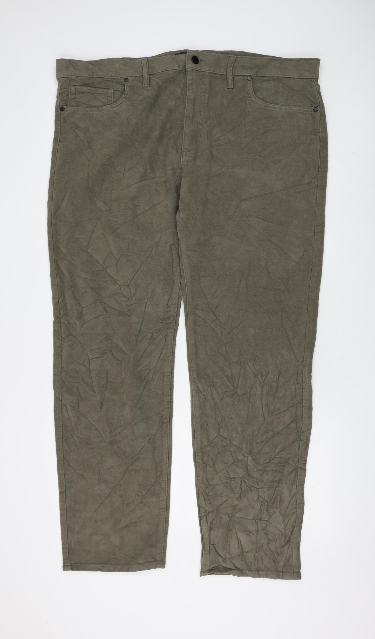 Marks and Spencer Mens Green Polyester Trousers Size 44 in L33 in Regular Zip